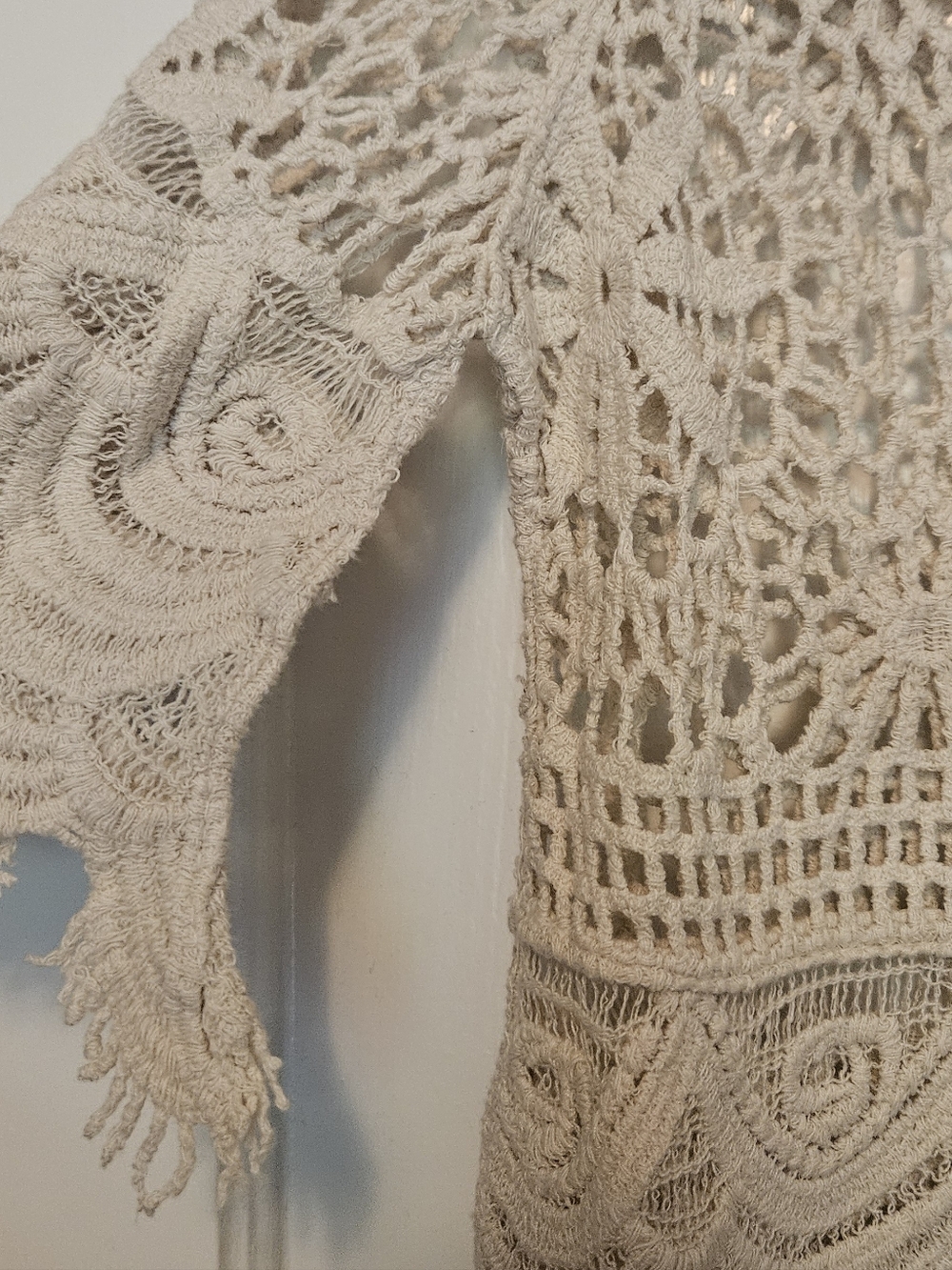 Boho Hand Crocheted Lace Women's Top - Cream - Picture 3 of 5